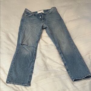 MOTHER Superior Light Blue Denim High Waisted Hiker Hover, size 26, inseam 26”